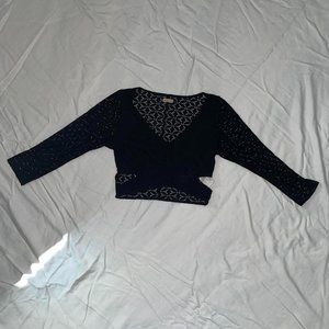 HOLLISTER black cut out crop top with mesh back and sleeves